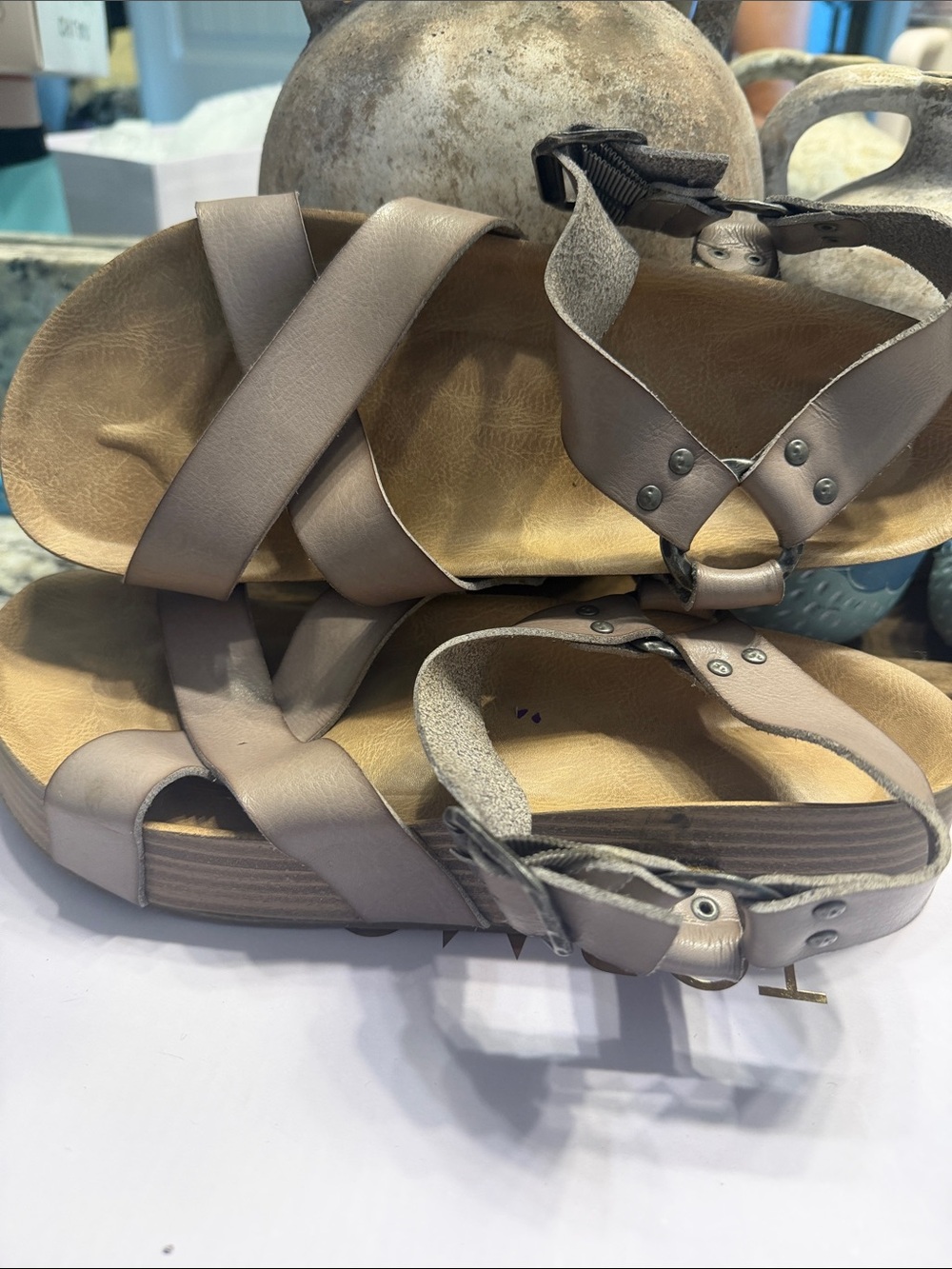 Blowfish Malibu Women's Taupe Leather Strappy Sandals